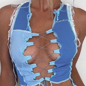 Blue cropped tank top